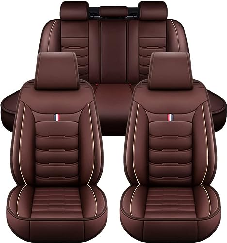 QQLADY Auto Leder Sitzbezüge Sets für Mazda CX 5 2.Generation (KF) 2017-2021, 5-Sitze Wasserdichtes Allwetter Bequem Atmungsaktiv Vorne Hinten Sitzschoner Innenraum Zubehör,B Coffee von QQLADY