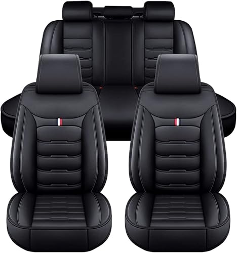 QQLADY Auto Leder Sitzbezüge Sets für Nissan Navara 2017-2022, 5-Sitze Wasserdichtes Allwetter Bequem Atmungsaktiv Vorne Hinten Sitzschoner Innenraum Zubehör,D Black von QQLADY