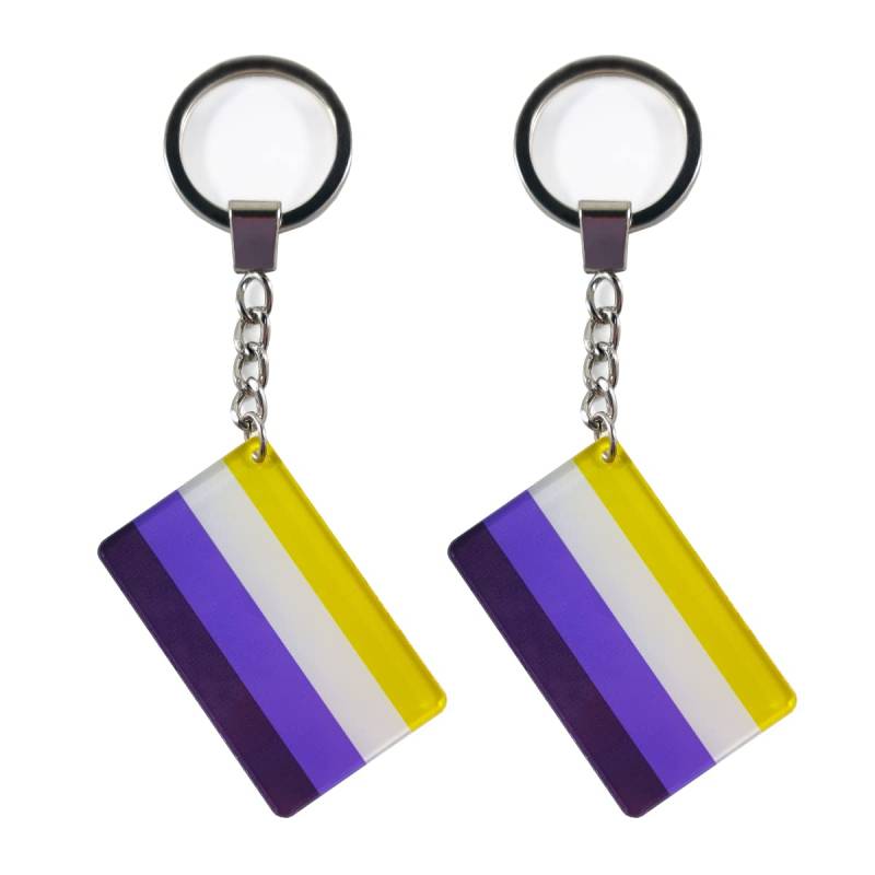 QQSD NonBinary NB Pride Flag Schlüsselanhänger LGBT Schlüsselanhänger (2 Stück), Nicht-Binary, 2 x 1.2 x 0.2 inches von QQSD