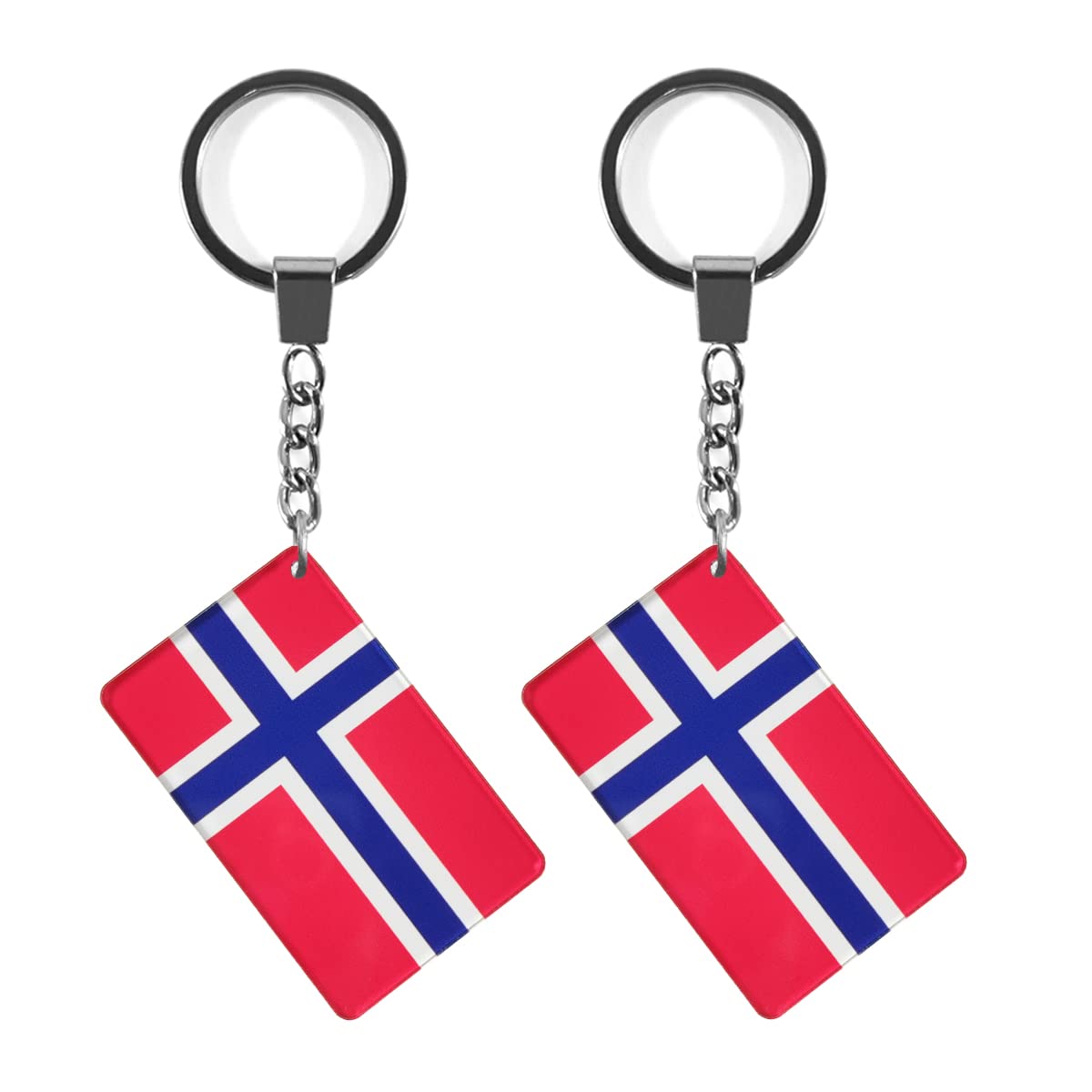 QQSD Schlüsselanhänger mit norwegischer Flagge, 2 Stück, Norwegen, 2 x 1.2 x 0.2 inches von QQSD