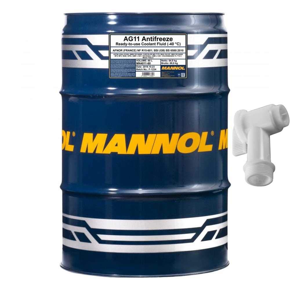 60 L MANNOL Kühlerfrostschutz Longterm Antifreeze AG11-40°C blau Typ G11 Hahn SAE J1034 ASTM D3306/D4340/D4985 NATO S759VAG TL 774 von Diederichs