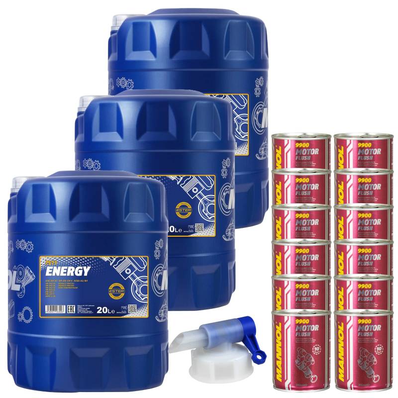 60L Motoröl MANNOL Energy 5W-30 12x Motor Flush ADDITIV von Diederichs