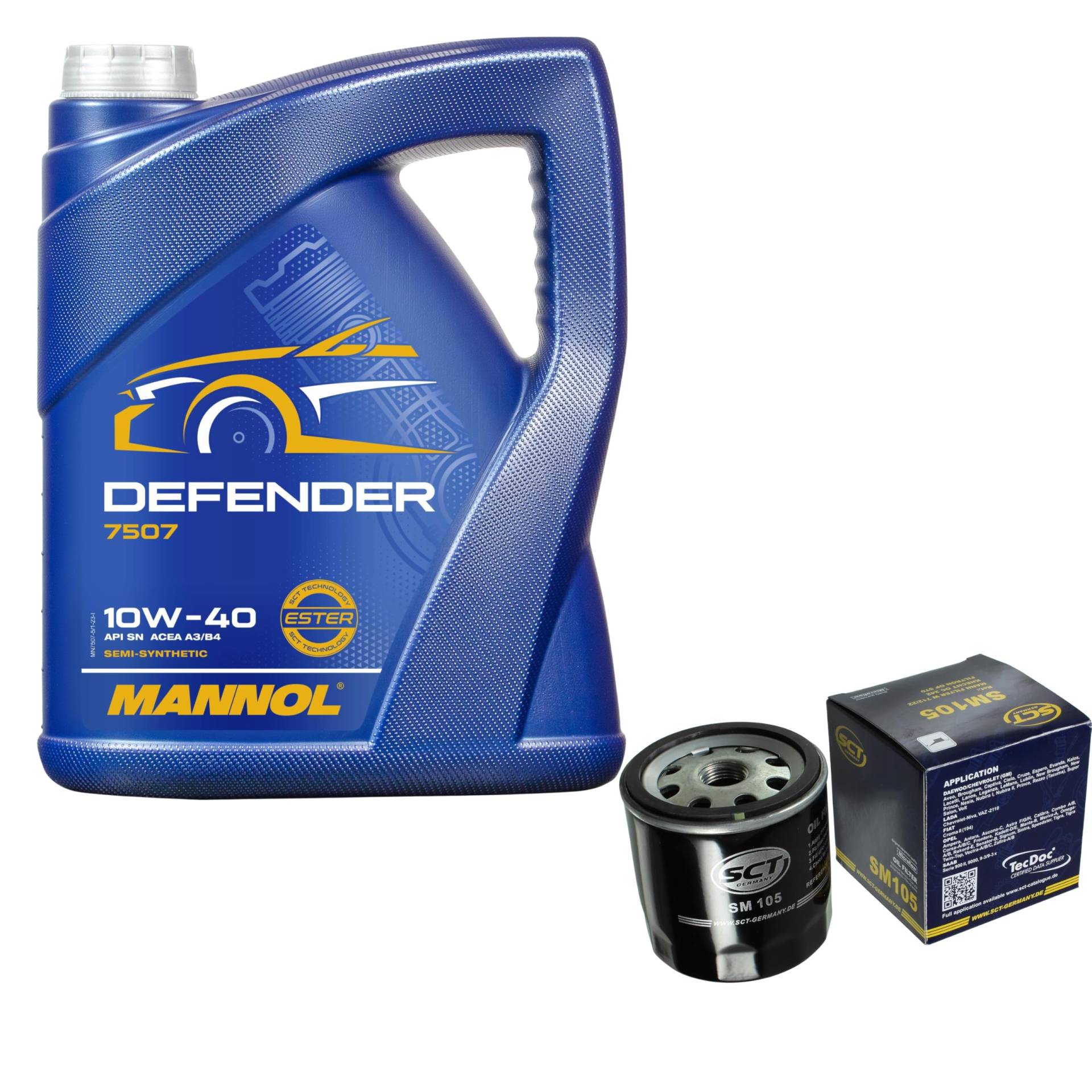 Filter Set Inspektionspaket 5 Liter MANNOL Motoröl Defender 10W-40 API SL/CF SCT Germany Ölfilter von Diederichs