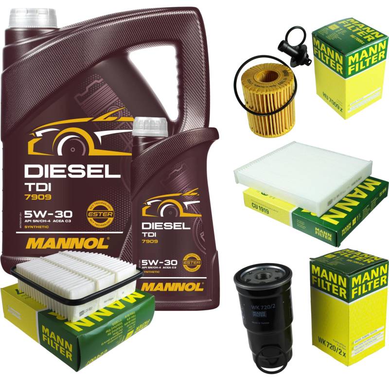 Filter Set Inspektionspaket 6 Liter MANNOL Motoröl Diesel TDI 5W-30 API SN/CF MANN-FILTER Luftfilter Innenraumfilter Ölfilter Kraftstofffilter von Diederichs