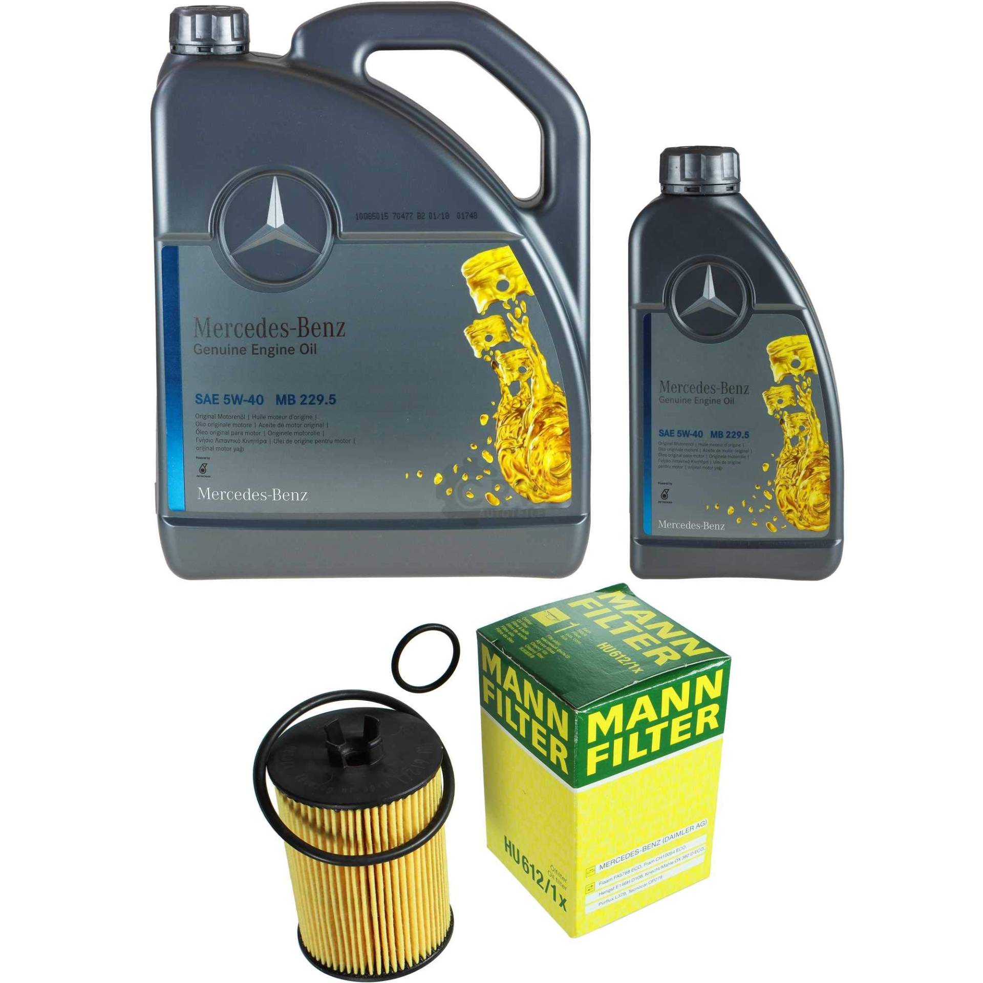 Filter Set Inspektionspaket 6 Liter Original Motoröl 5W-40 MB 229.5 MANN-FILTER Ölfilter von Diederichs