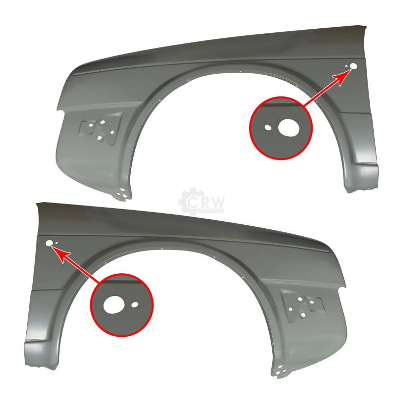 Diederichs Kotflügel Fender Set für VW Golf Jetta 2 II 19E Bj. 08.83-12.92, Metall, Schwarz oder Grau, vorne links und rechts mit Blinkerloch von Diederichs