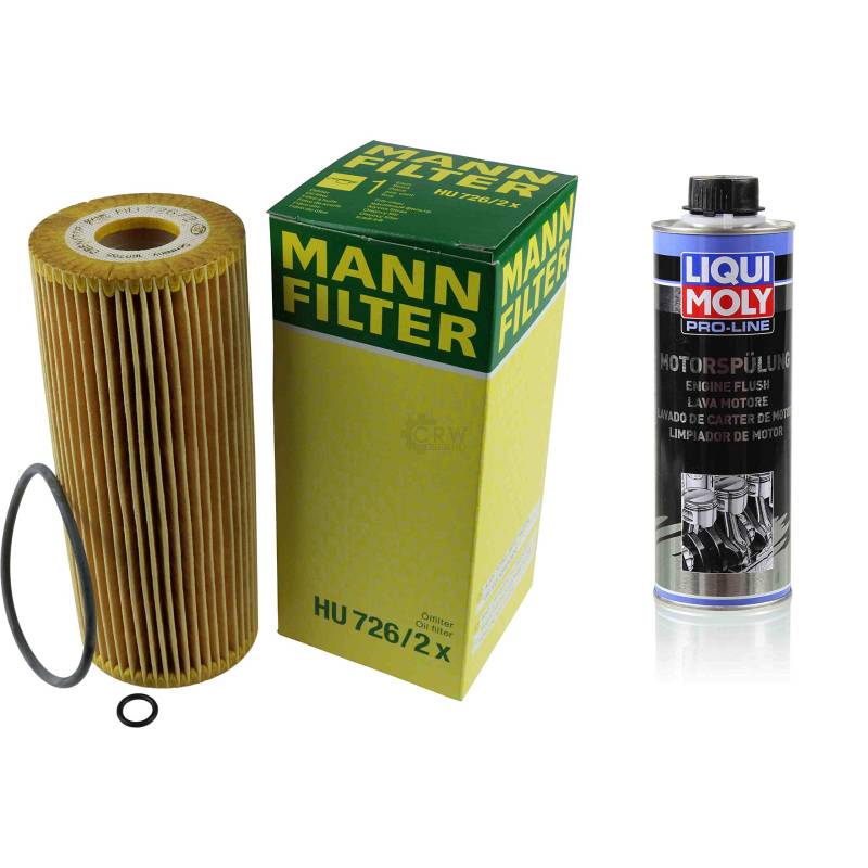 MANN-FILTER Ölfilter HU 726/2 x + 2427 Pro-Line Motorspülung von Diederichs