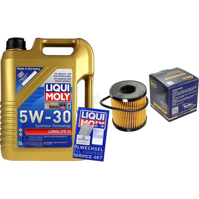 Filter Set Inspektionspaket 5 Liter Liqui Moly Motoröl Longlife III 5W-30 SCT Germany Ölfilter von Diederichs