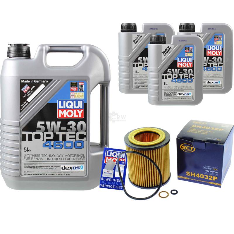 QR-PARTS 69404818 Filter Set Inspektionspaket 8 Liter Liqui Moly Motoröl Top Tec 4600 5W-30 SCT Germany Ölfilter von Diederichs