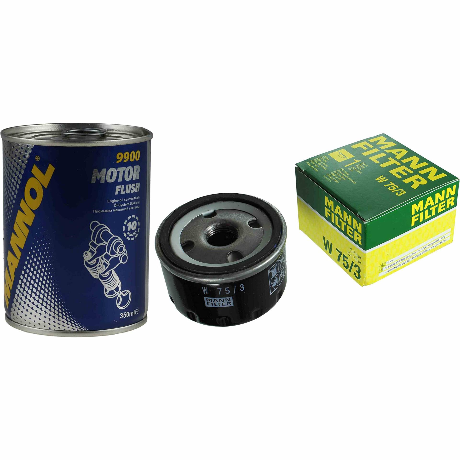 QR-Parts Set 85452702 W 75/3 9900 Original MANN Ölfilter + SCT Motor Flush Motorspülung von Diederichs