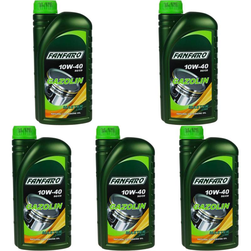 QR-Parts Set 85479261 FF6504-1 5x1 Liter Original FANFARO Motoröl GAZOLIN 10W-40 API SG/CD Engine Oil Öl von Diederichs