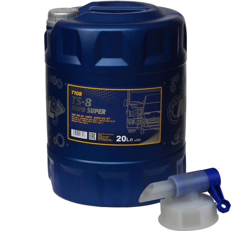 20 L MANNOL TS-8 UHPD Super 5W-30 API CI-4 Motoröl Engine Oil Öl + Auslaufhahn von Diederichs