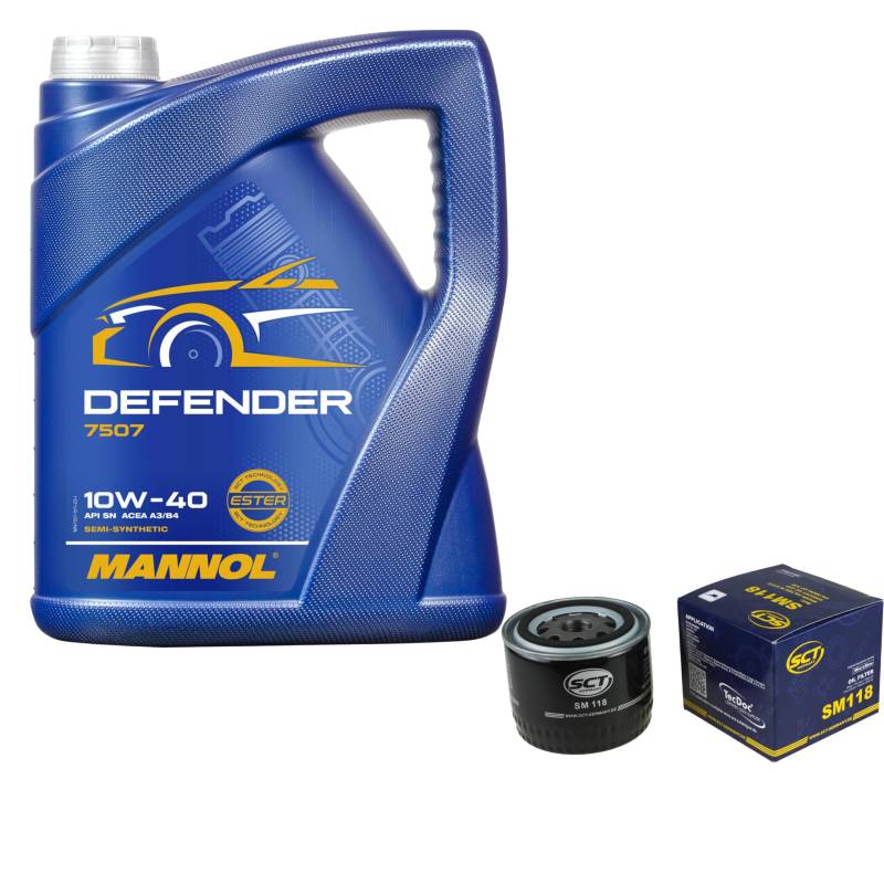 Filter Set Inspektionspaket 5 Liter MANNOL Motoröl Defender 10W-40 API SL/CF SCT Germany Ölfilter von Diederichs