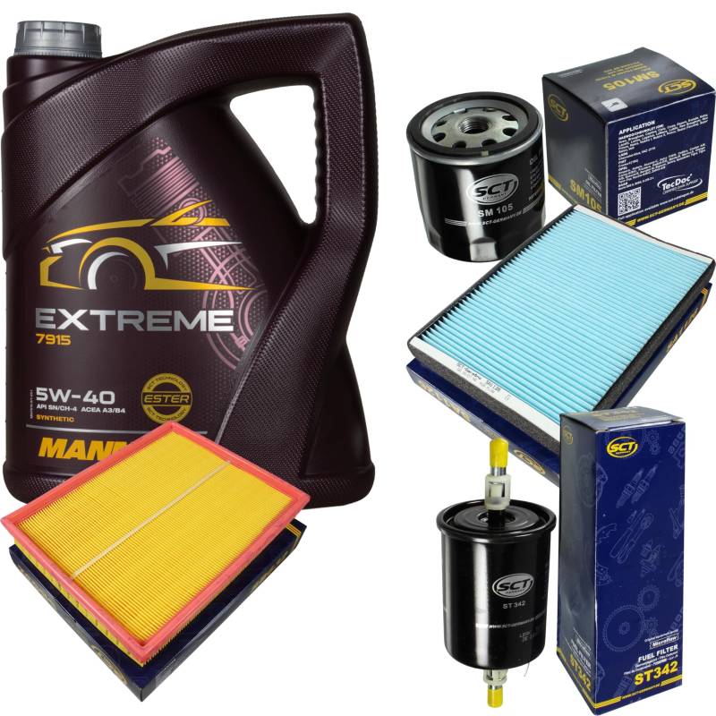 Filter Set Inspektionspaket 5 Liter MANNOL Motoröl Extreme 5W-40 API SN/CF SCT Germany Innenraumfilter Luftfilter Ölfilter Kraftstofffilter von Diederichs