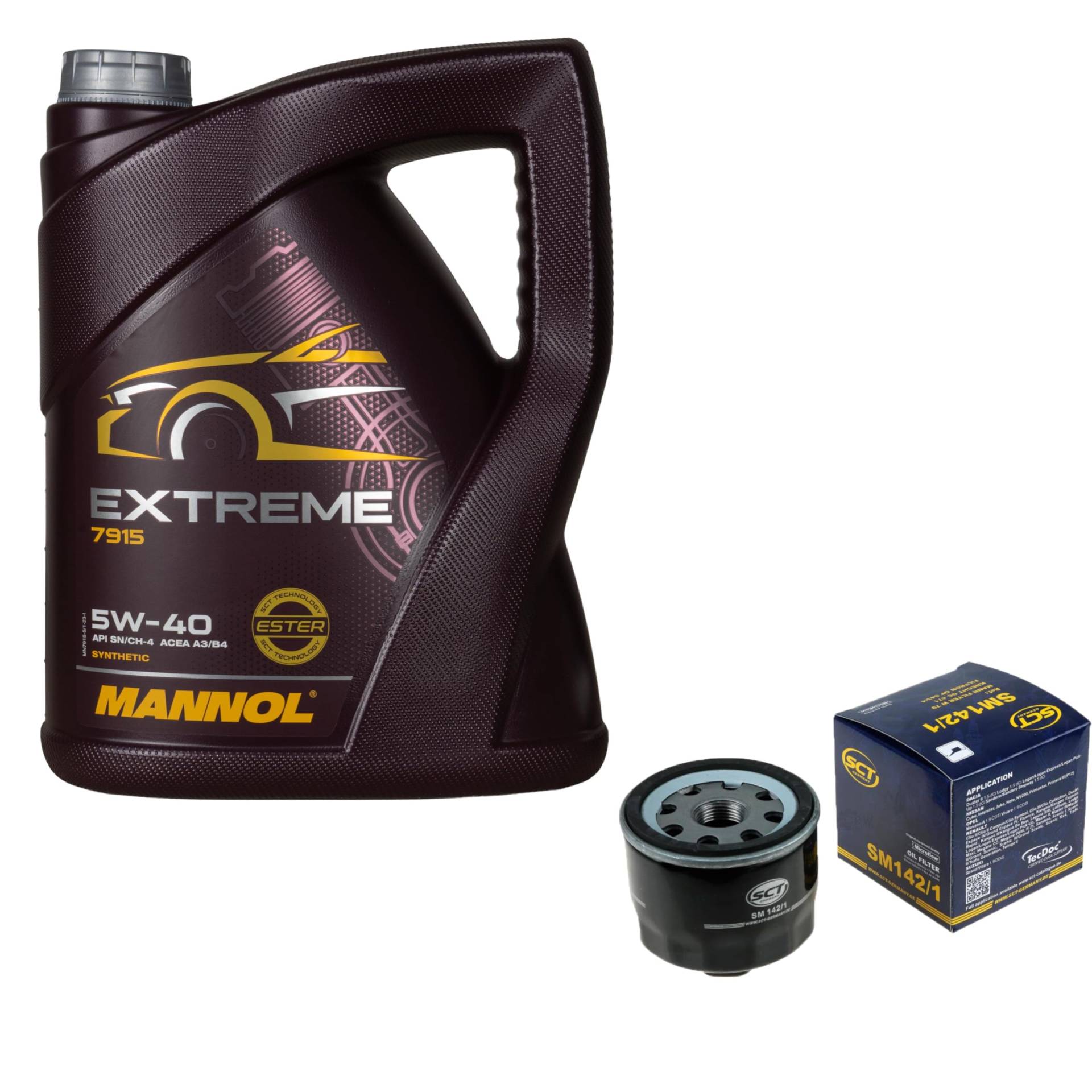 Filter Set Inspektionspaket 5 Liter MANNOL Motoröl Extreme 5W-40 API SN/CF SCT Germany Ölfilter von Diederichs