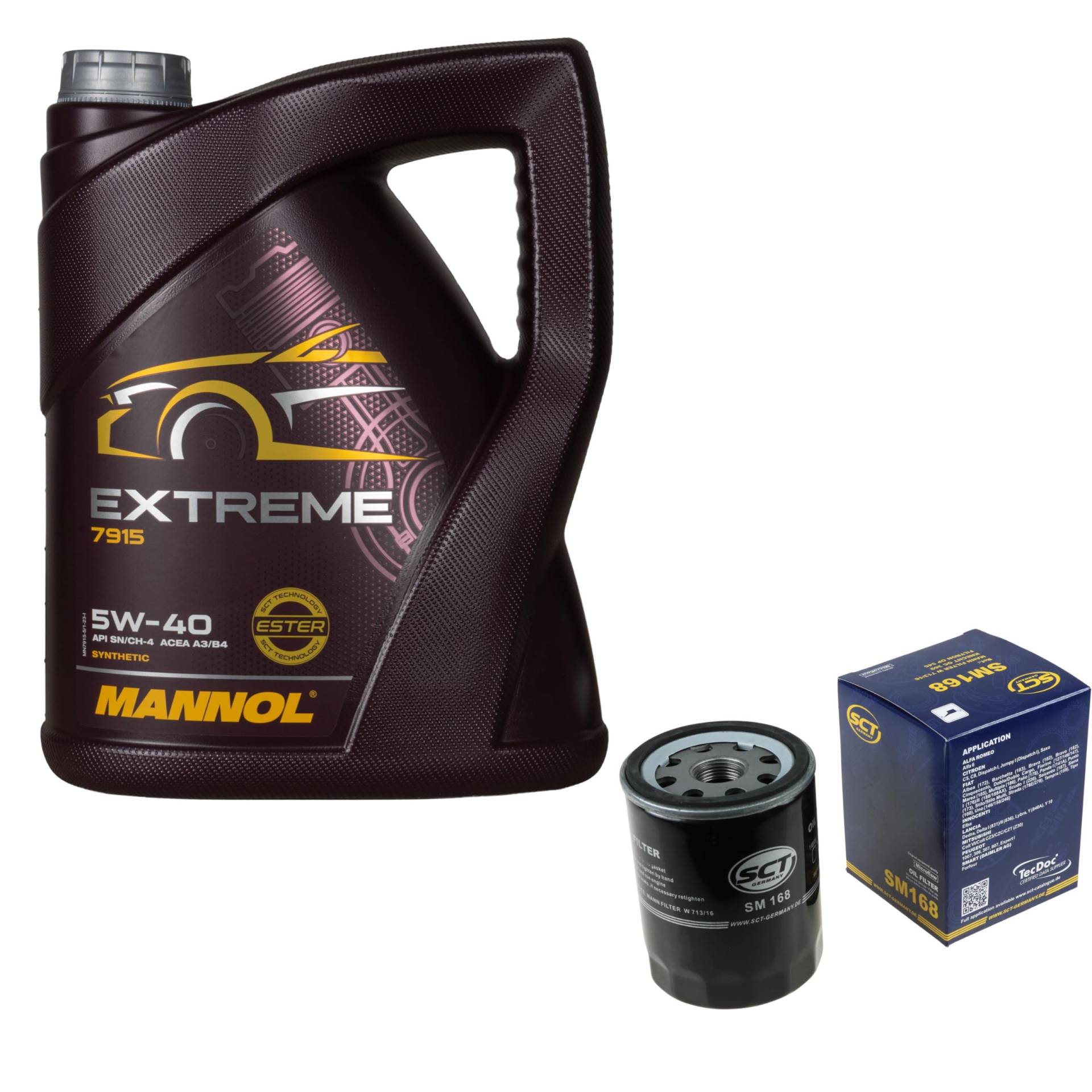 Filter Set Inspektionspaket 5 Liter MANNOL Motoröl Extreme 5W-40 API SN/CF SCT Germany Ölfilter von Diederichs