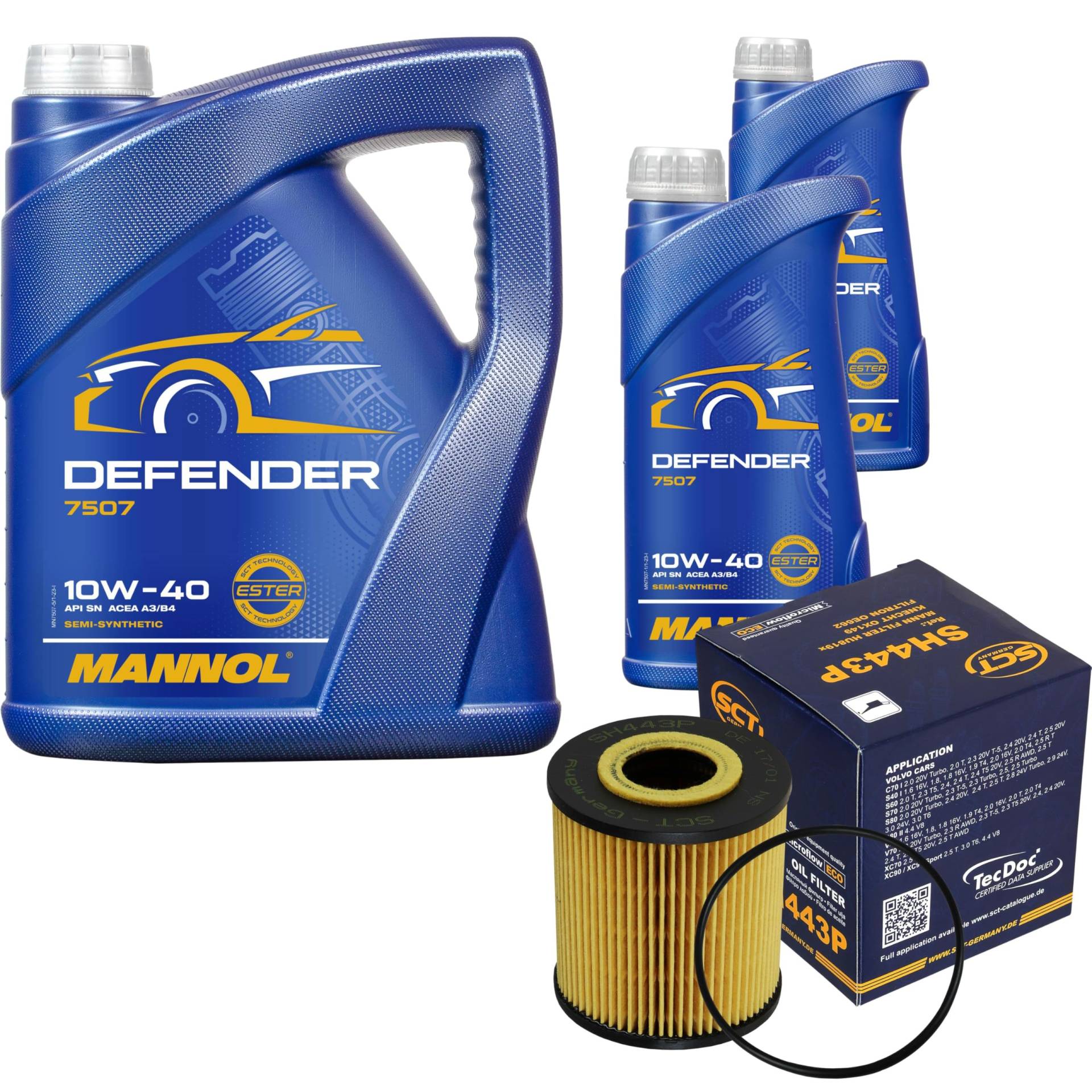 Filter Set Inspektionspaket 7 Liter MANNOL Motoröl Defender 10W-40 API SL/CF SCT Germany Ölfilter von Diederichs