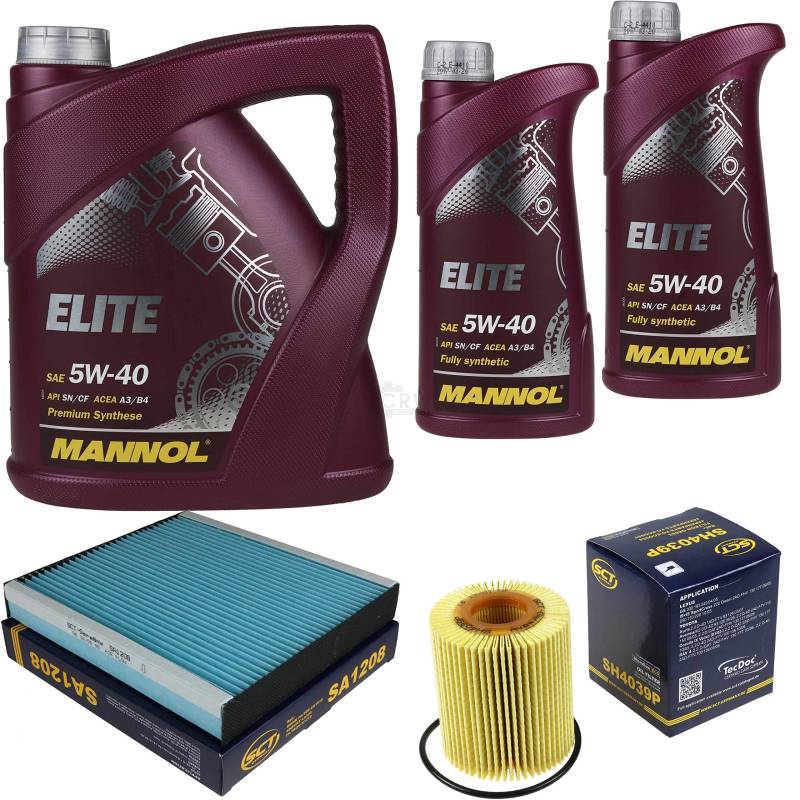 Filter Set Inspektionspaket 7 Liter MANNOL Motoröl Elite 5W-40 API SN/CF SCT Germany Innenraumfilter Ölfilter von Diederichs