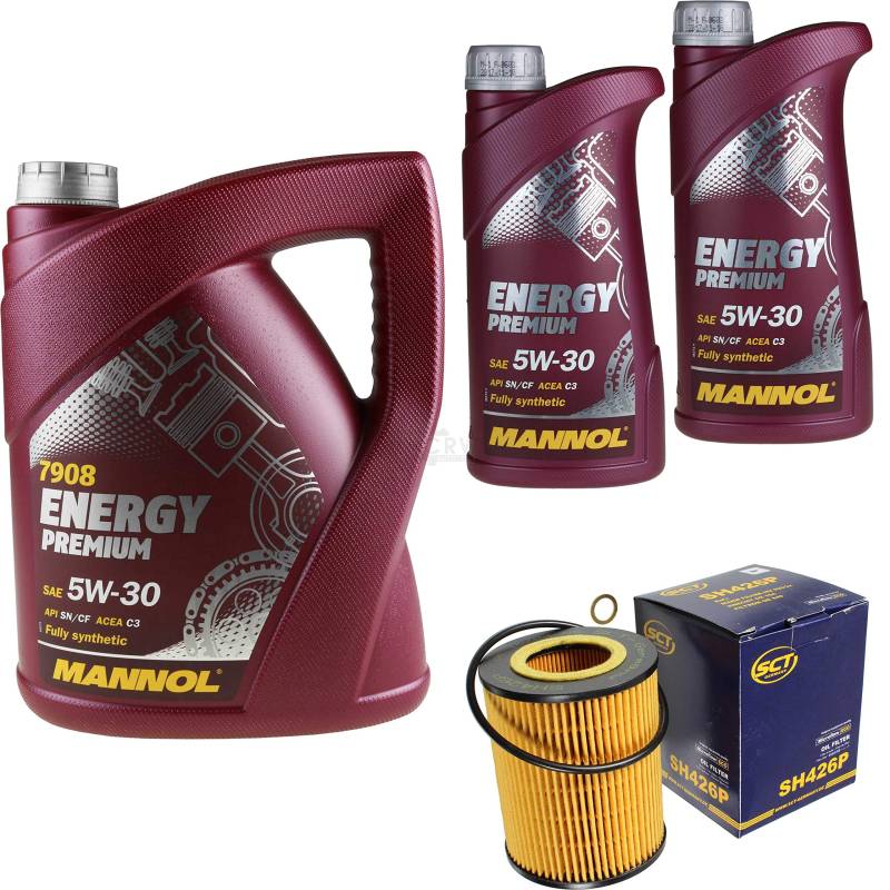 Filter Set Inspektionspaket 7 Liter MANNOL Motoröl Energy Premium 5W-30 API SN/CF SCT Germany Ölfilter von Diederichs