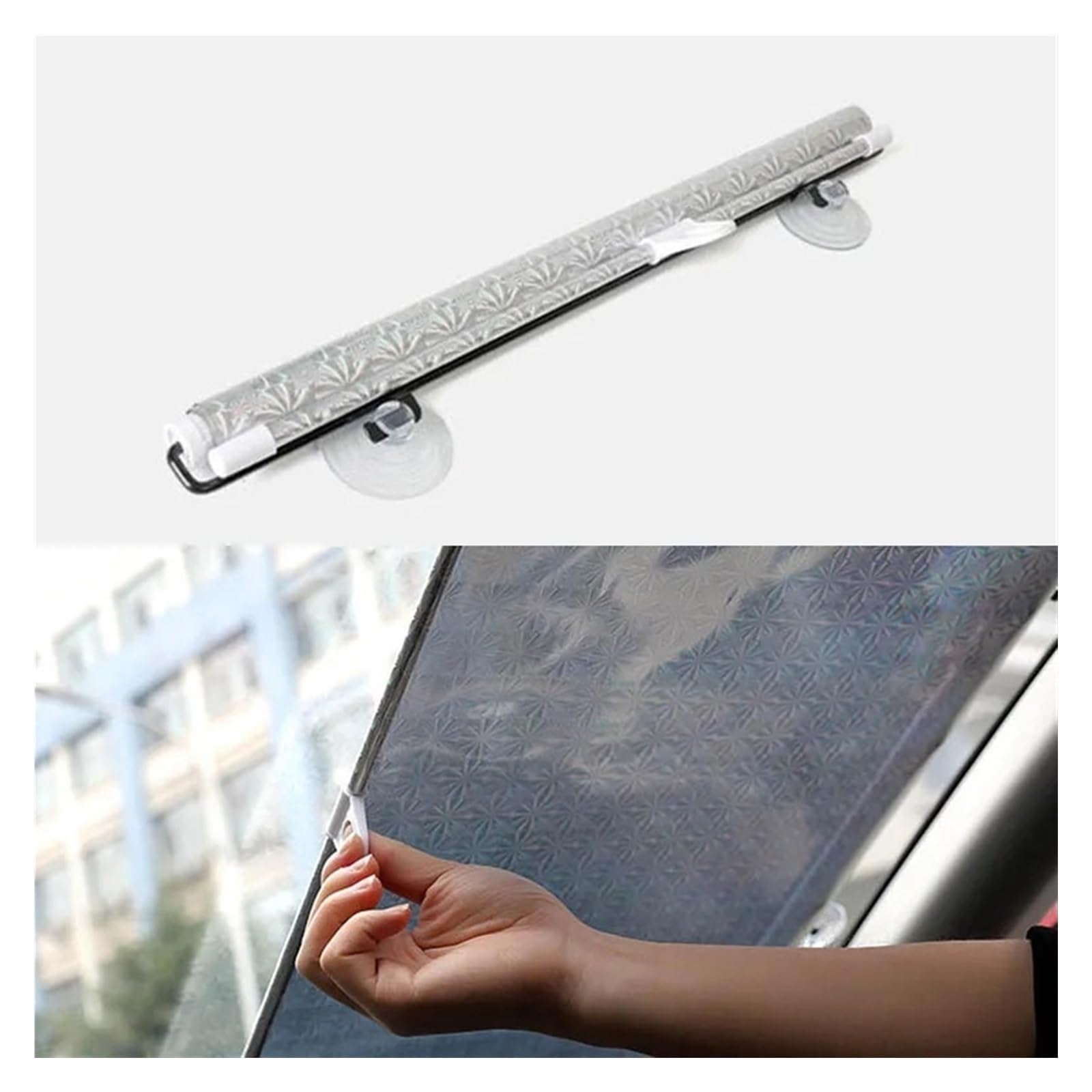 Auto Fenster Sonnenschutz Auto-Windschutzscheiben-Stretch-Sonnenschutz Typ Sonnenschutz Autofenster Sommerschutz Wärmedämmvorhang Vorne Hinten Beschattung Sonnenblende Auto(Silver 50X125cm) von QRDKKL