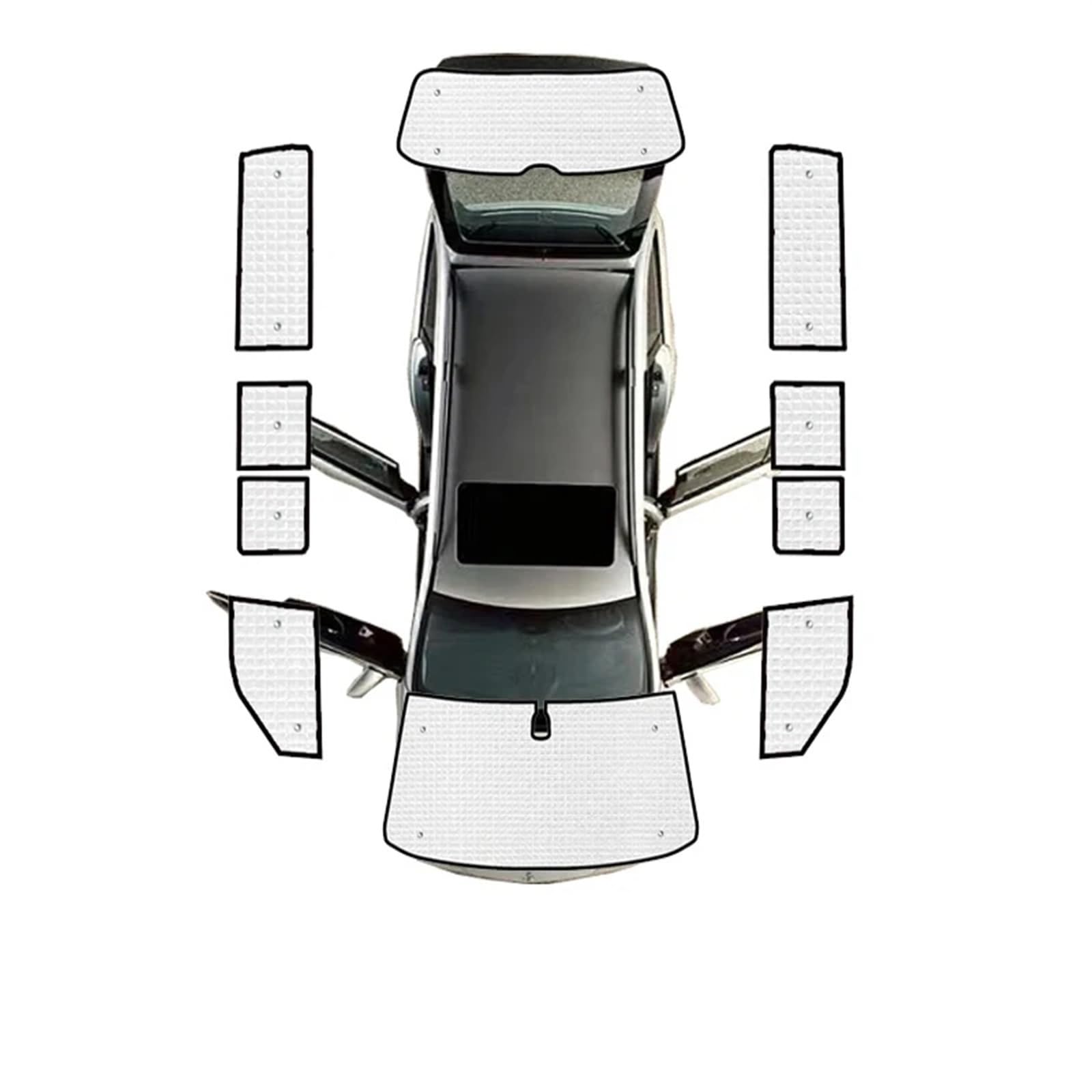 Auto Fenster Sonnenschutz Für VW Für Transporter T6 LWB Für Caravelle Für Multivan Für Doubleback 2015-2021 2022 2023 2024 Autofenster-Sonnenschutz-Visiere Sonnenblende Auto(All Sunshades LWB) von QRDKKL