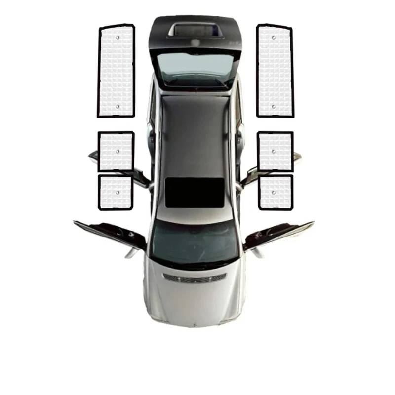 Auto Fenster Sonnenschutz Für VW Für Transporter T6 LWB Für Caravelle Für Multivan Für Doubleback 2015-2021 2022 2023 2024 Autofenster-Sonnenschutz-Visiere Sonnenblende Auto(Rear Windows LWB) von QRDKKL