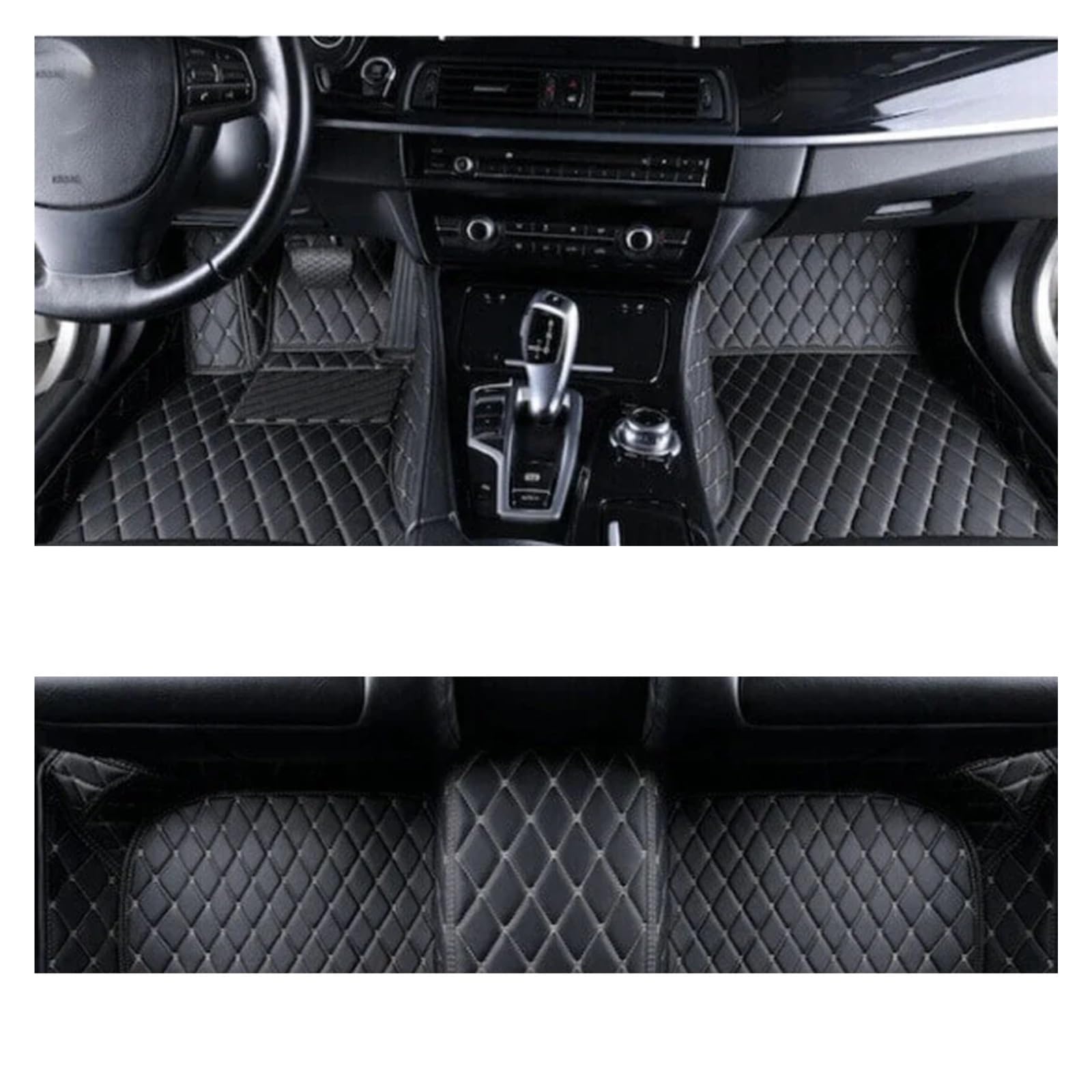 Autoteppiche Für Hyundai Für Grandeur Für Azera HG 2012 2013 2014 2015 2016 2017 wasserdichte Pad Matten Fuß Abdeckungen Auto Boden Matte Auto Fußmatten(Black Biege 1set,Rechtslenker) von QRDKKL