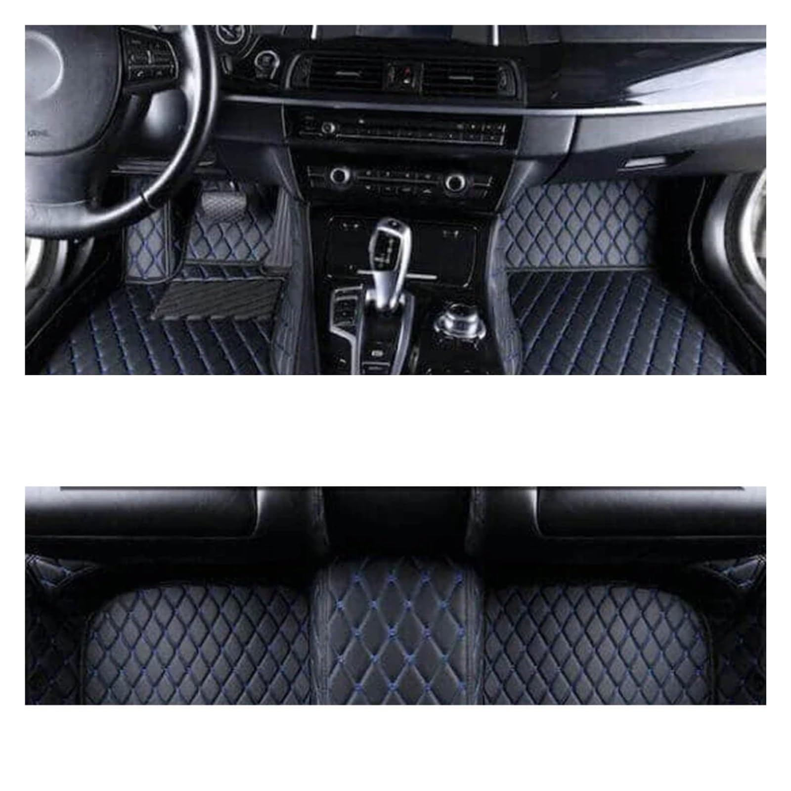 Autoteppiche Für Hyundai Für Grandeur Für Azera HG 2012 2013 2014 2015 2016 2017 wasserdichte Pad Matten Fuß Abdeckungen Auto Boden Matte Auto Fußmatten(Black Blue 1set,Rechtslenker) von QRDKKL