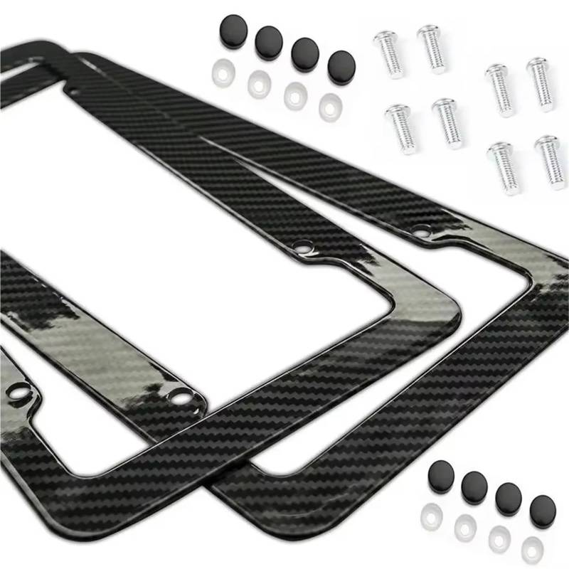 Motorrad Kennzeichenhalter Universal 30 * 15 cm 1/2 Stück Kennzeichen Rahmen Carbon Muster Kunststoff Kennzeichen Rahmen Halterung Mit Standard Schraube Kits Tail Tidy(2set) von QRDKKL