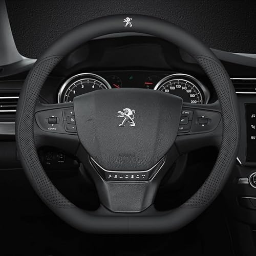 Auto Lenkradbezug, für Peugeot 2008 2013-2019 Lenkradhülle Anti Rutsch Steering Wheel Cover Gemütliche Atmungsaktive Lenkradschoner,A von QREDTA