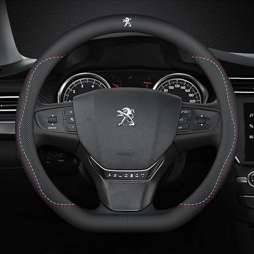 Auto Lenkradbezug, für Peugeot 2008 2013-2019 Lenkradhülle Anti Rutsch Steering Wheel Cover Gemütliche Atmungsaktive Lenkradschoner,B von QREDTA