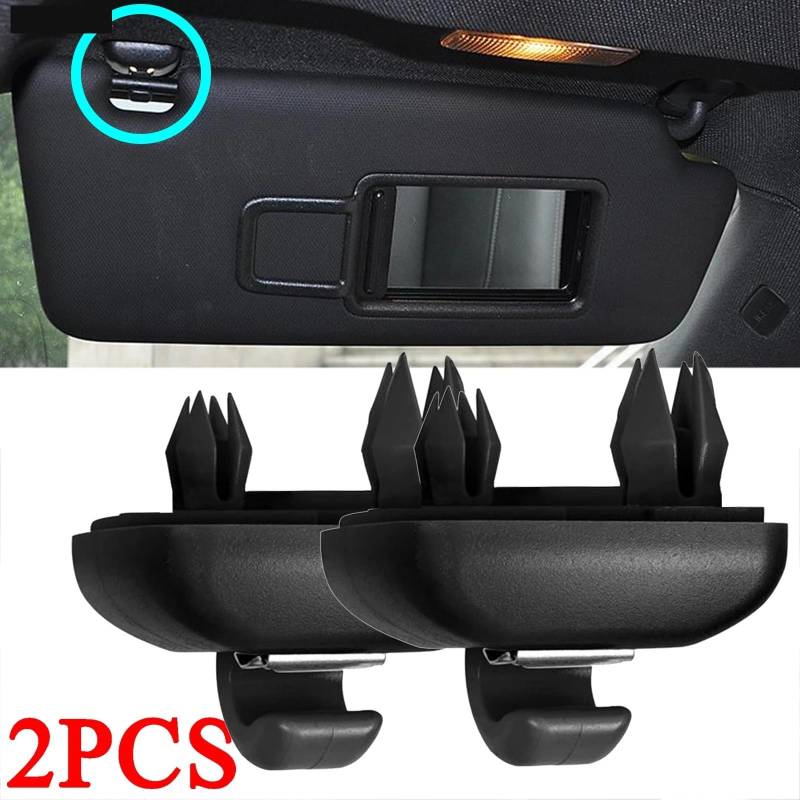 QRMZJF 2 Teile/Satz Innen Grau Sonnenblende Clip Halter Haken Halterung Aufhänger, for Audi, for A1 A3 A4 A5 Q3 Q5 S3 S4 S5 TT, for ALLROAD, Grau Haken für Sonnenblende im Auto(Black) von QRMZJF