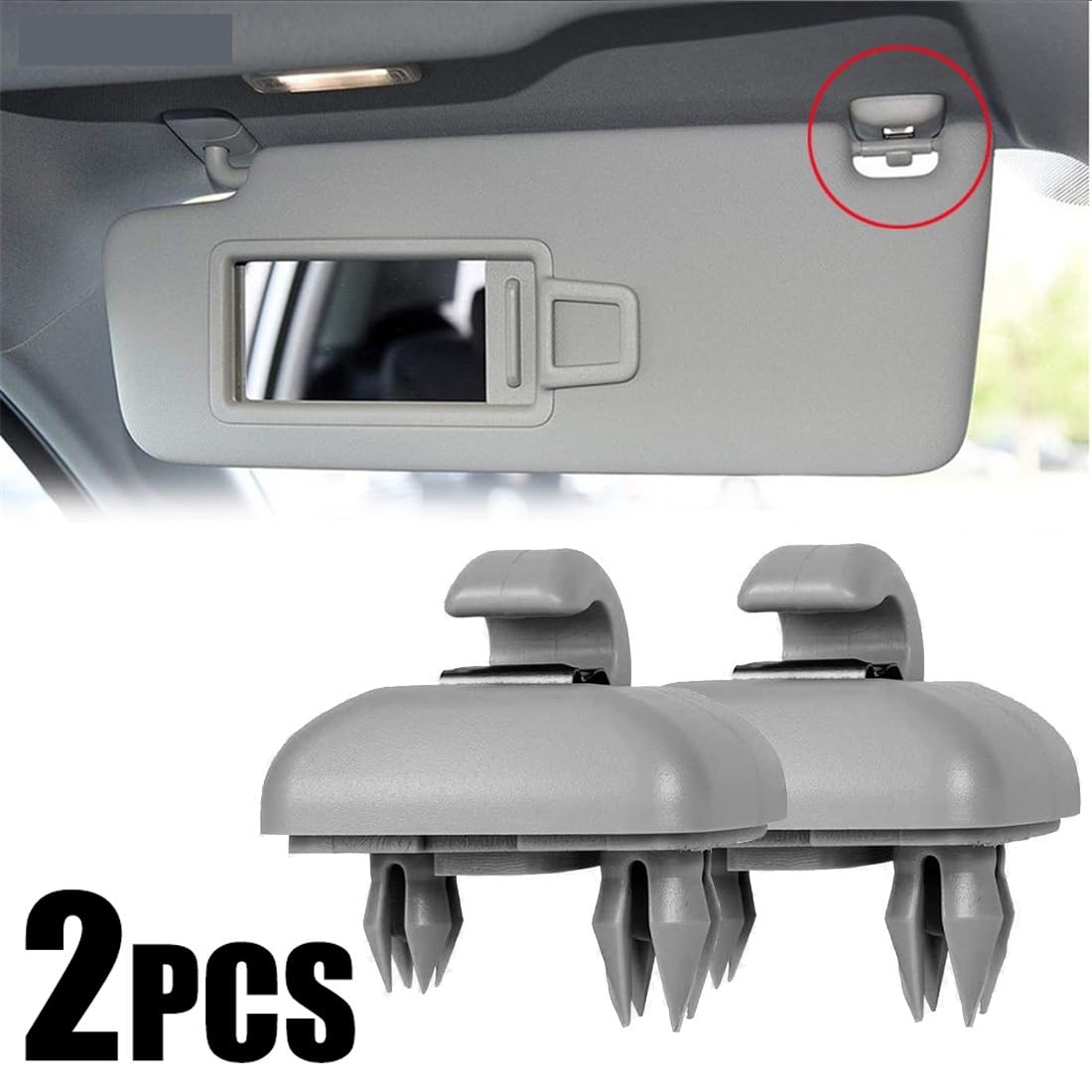 QRMZJF 2 Teile/Satz Innen Grau Sonnenblende Clip Halter Haken Halterung Aufhänger, for Audi, for A1 A3 A4 A5 Q3 Q5 S3 S4 S5 TT, for ALLROAD, Grau Haken für Sonnenblende im Auto(Gray) von QRMZJF