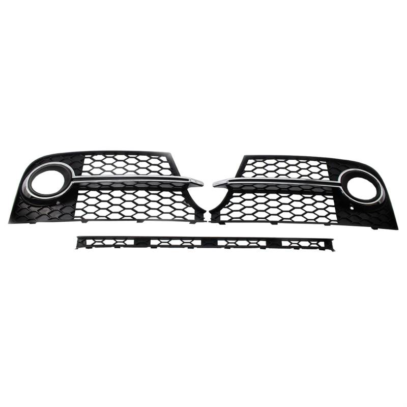 QRMZJF ABS-Grill, Honeycomb HEX, Auto-Nebelscheinwerfer-Grill, Grill unten in der Mitte, for Audi, for TT MK2, for, for TTS 2011 2012 2013 2014 Nebelscheinwerfergitter(Black Silver Set) von QRMZJF