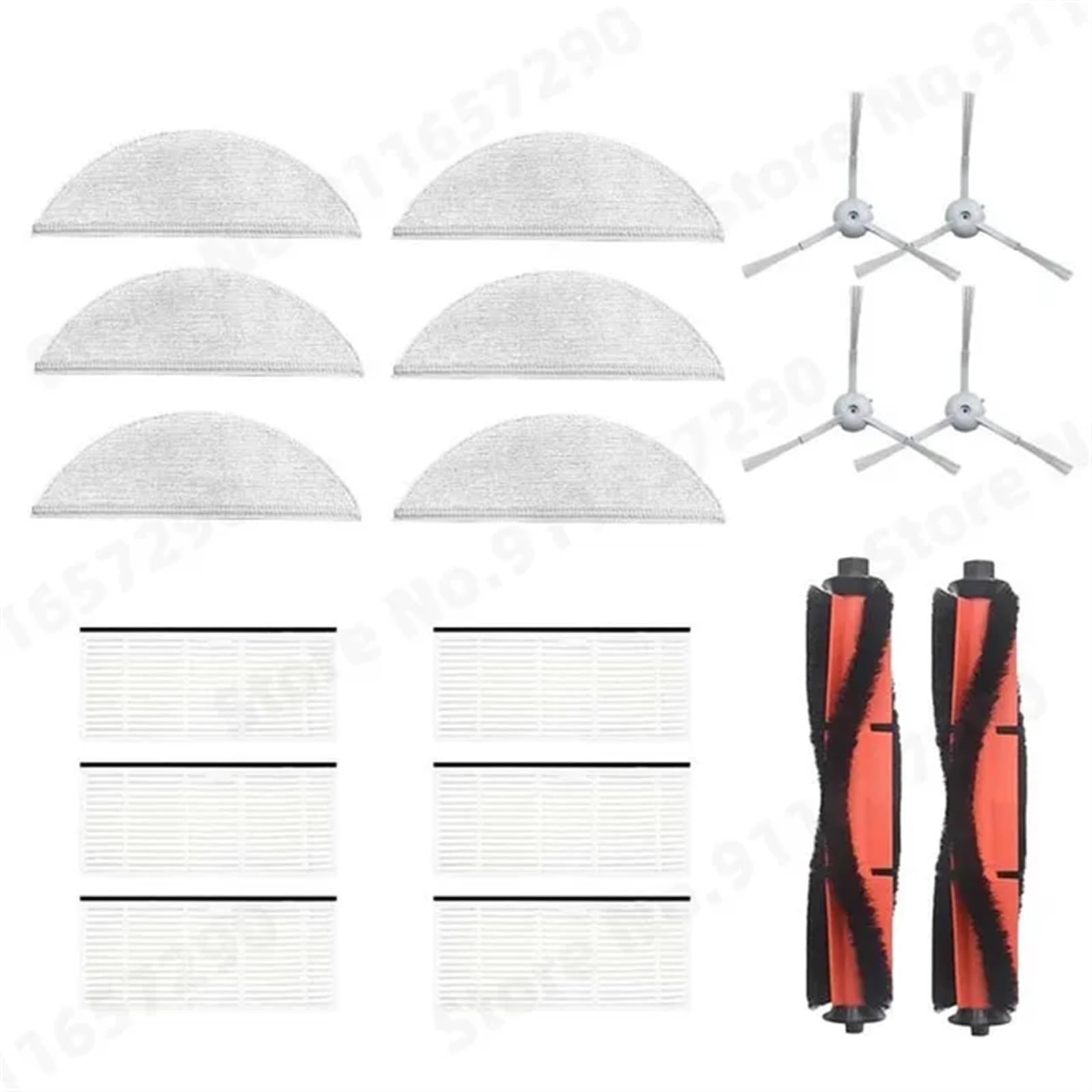 QRMZJF Haupt-/Seitenbürste, HEPA-Filter, Wischtuch, Staubbehälter, Staubbeutel, for Xiaomi, Lydsto R1/R1A/R1 Pro/S1 Roboter-Staubsaugerteile Staubbehälter für Roboterstaubsauger(White Set 3) von QRMZJF