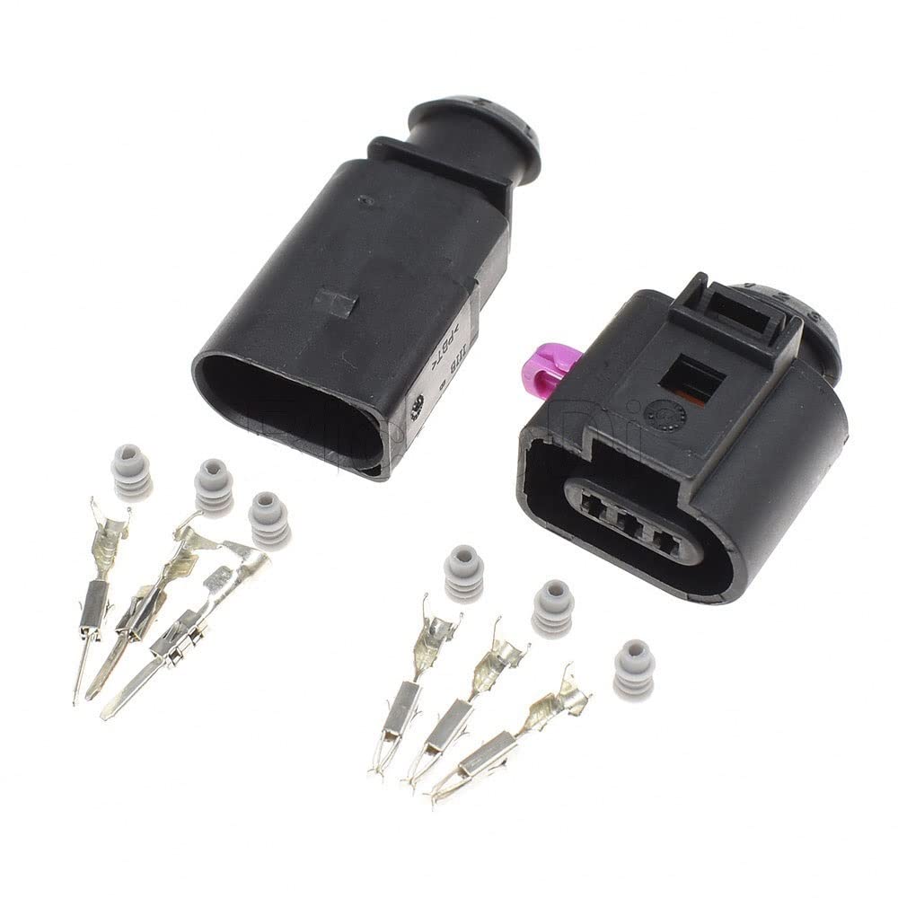 1-20 Sätze 3-Pin-Buchse und männlich 1,5 mm Auto-Temp-Sensor-Plug-Deflationsventil-Stecker wasserdichtem Stecker 1J0973803 1J0973703. Compatible with vw.(Male Female Set,5Sets) von QSBVSO