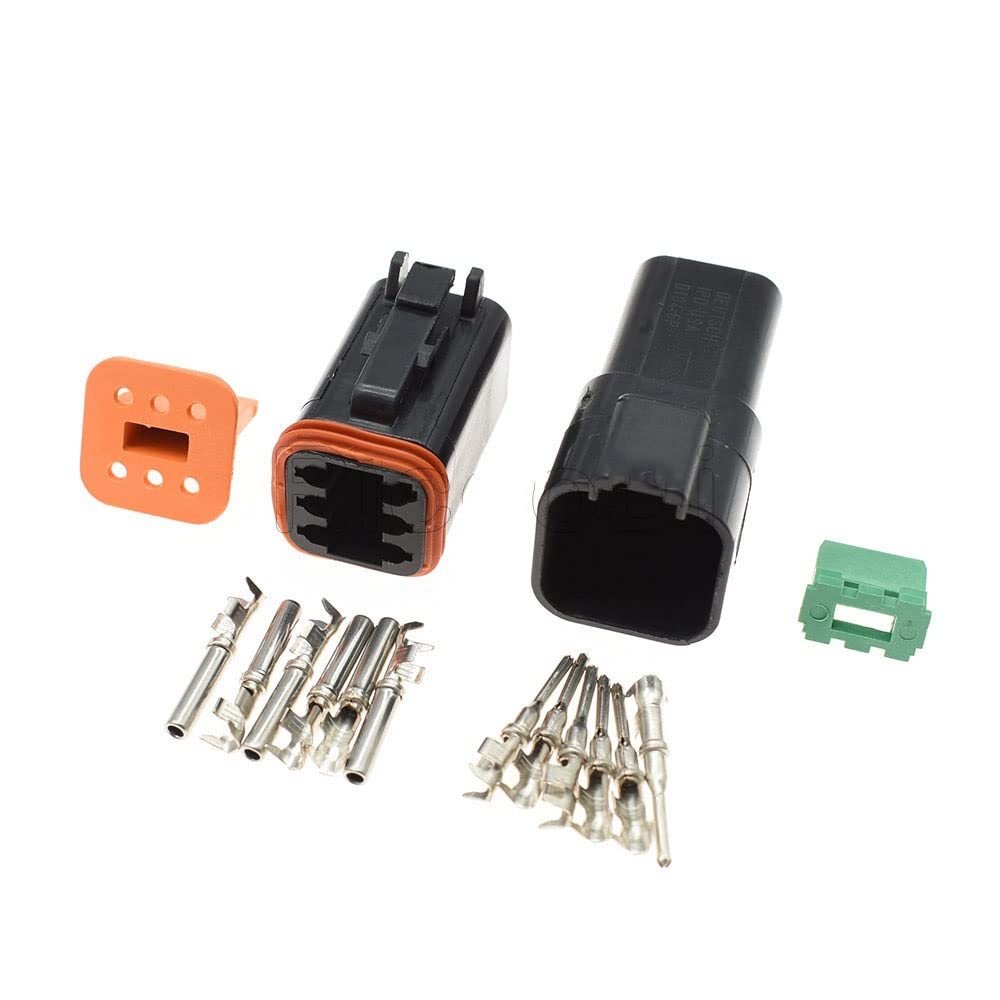 1-20Sets 6-Pin-weiblicher männlicher wasserdichter elektrischer Draht-Anschluss-Stecker English Enhanced Seal Shrink Boot-Adapter DT06-6S DT04-6P.(Male Female set,10Sets) von QSBVSO