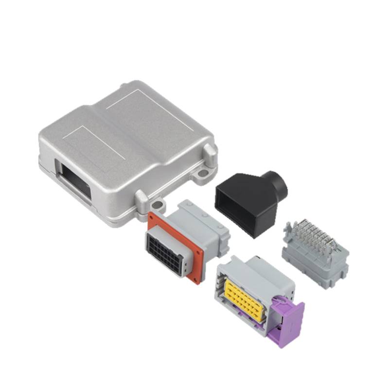 1 Satz 24-polige wasserdichte Automobil-ECU-Aluminium-Box-Gehäuse-Hülle mit männlicher weiblicher FCI-PCB-Anschluss und Terminals von QSBVSO