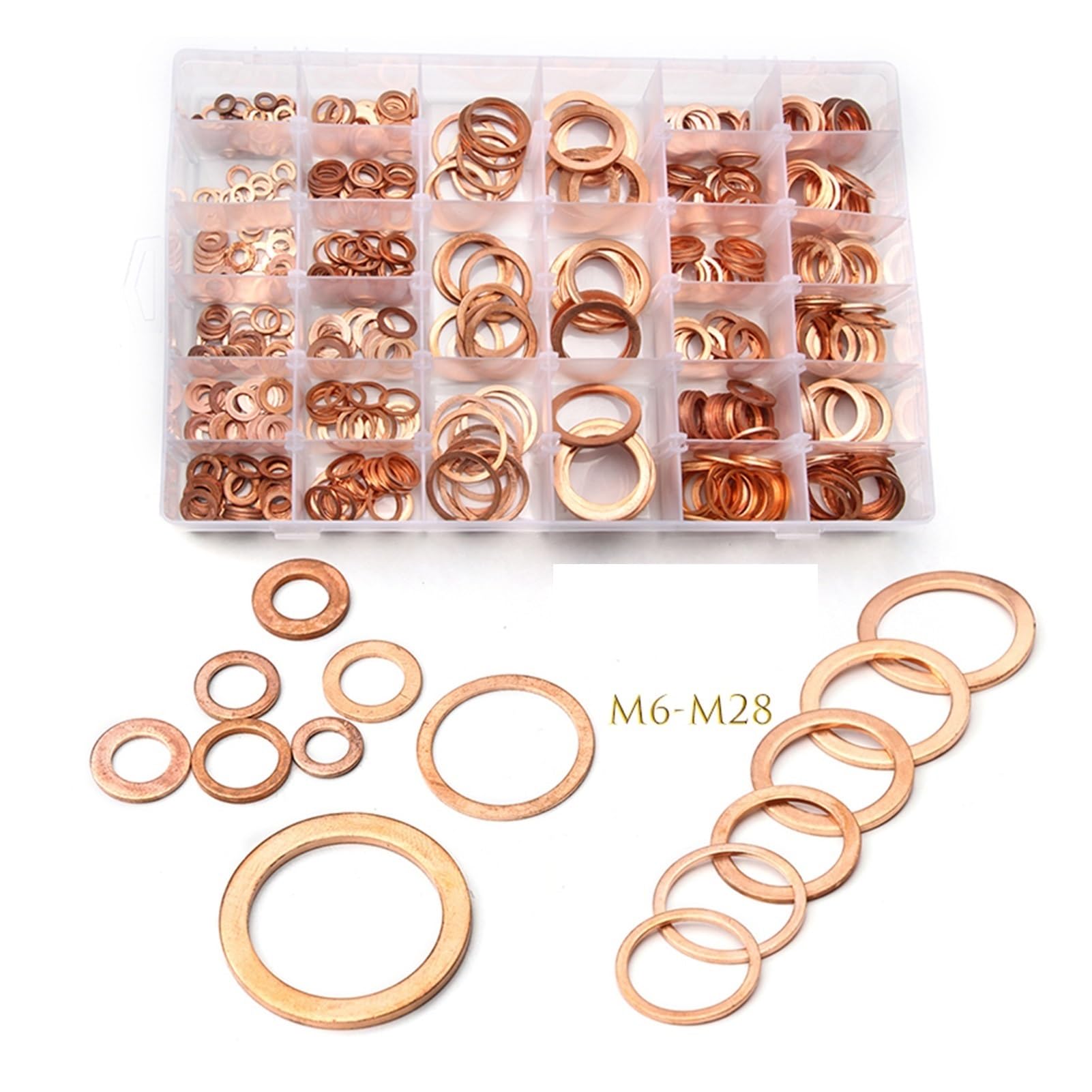 100/150/200/250/300 / 568pcs O-Ring-Kupfer Unterlegscheibe Dichtungssatz M4-M14 Flache Ring-Dichtung Kompatibel mit Boot Crush Flachdichtring Sump Stecker Öl(568pcs) von QSBVSO