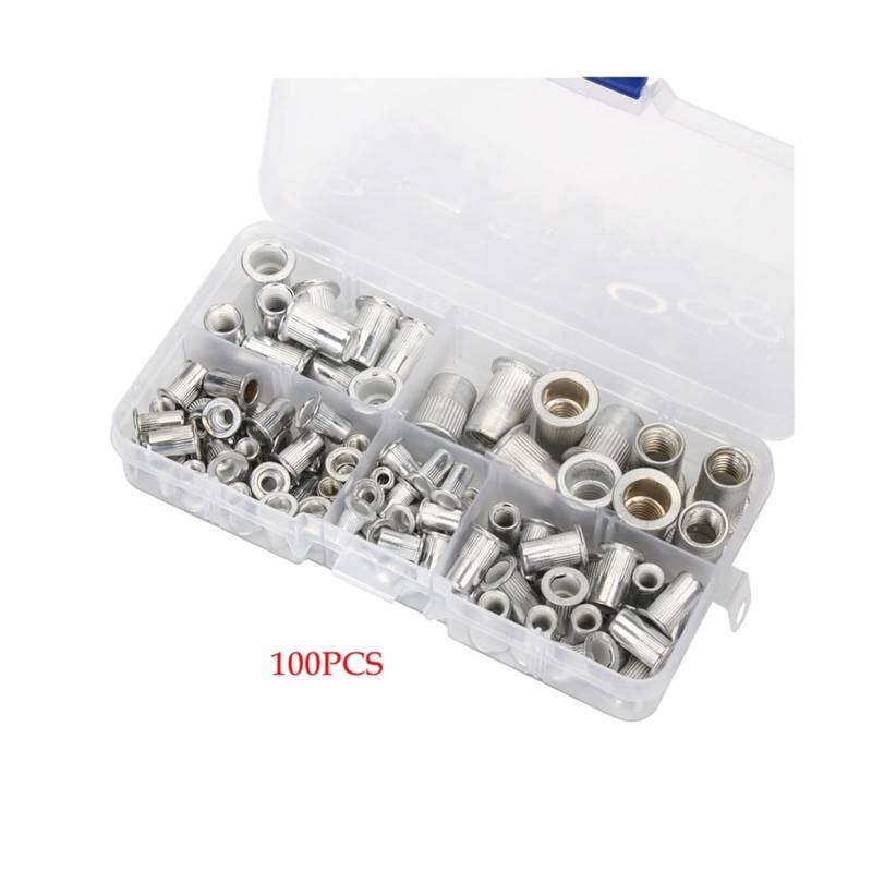 100/9. 0pcs. Aluminium M3 M4 M5 M6 M8 Rivet NutsInsert Nieten Multi-Size-Flachkopf-Nietmuttern-Set(100pcs Two) von QSBVSO