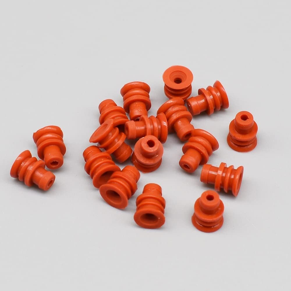 100-1000 2.2 2.8mm Serie wasserdichte Automobilverbinder Gummidichtung Superversiegelte Silikondrahtdichtungen Compatible with den automatischen Stecker(Rosso,100Pcs) von QSBVSO