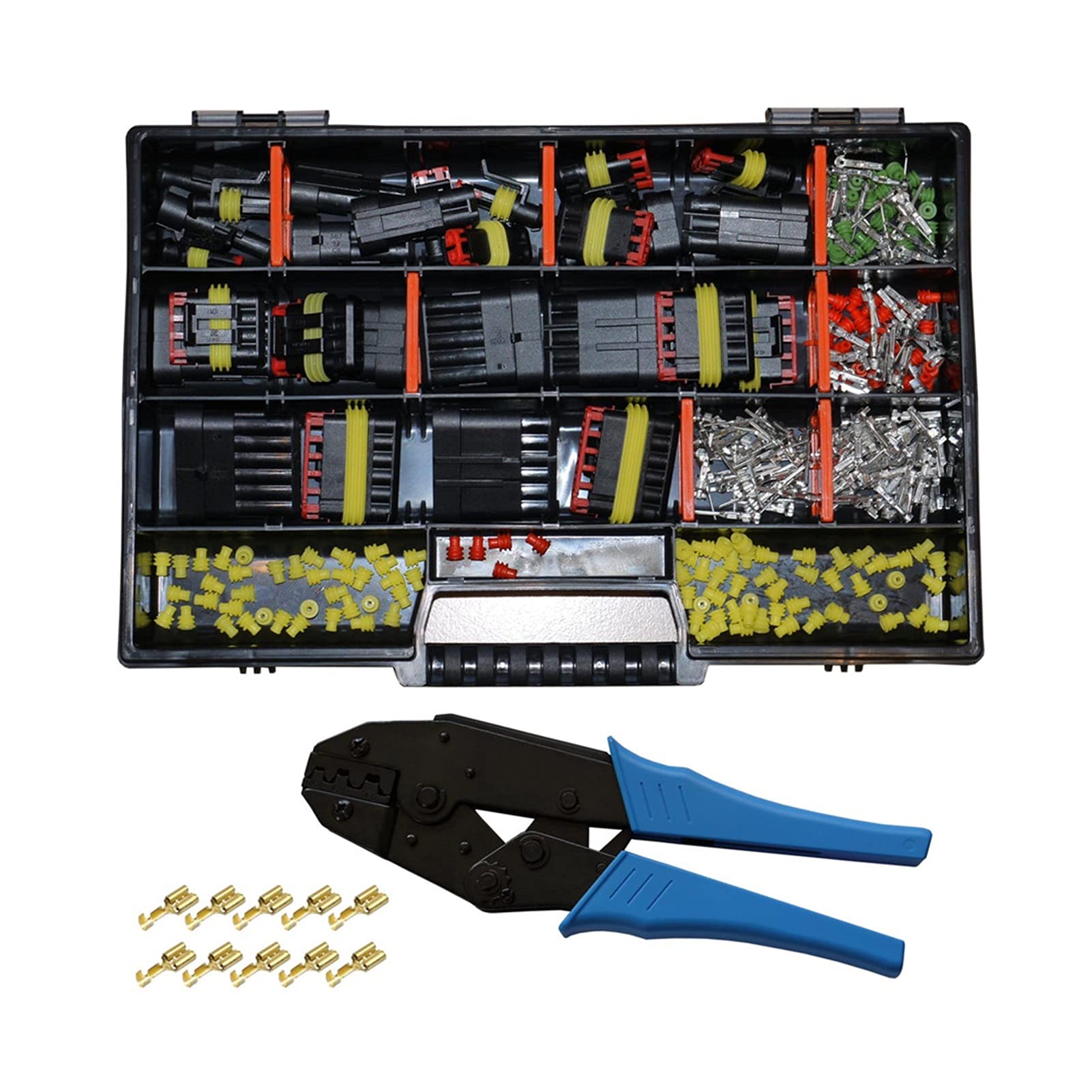 214 stücke 1/3/3/3/4/5/6 Stift elektrischer wasserdichter kabelstecker stecker w/crimpwerkzeug kompatibel mit FSH. Autofahrzeugwagen Motorrad von QSBVSO