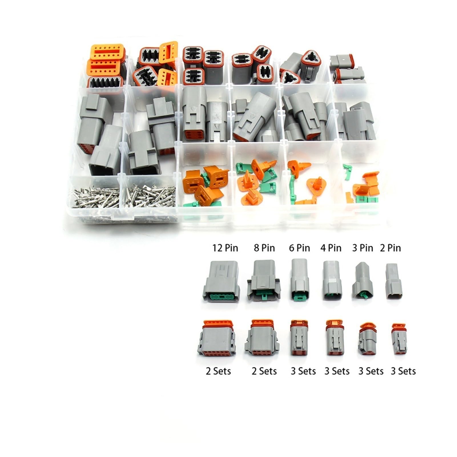 250 stücke wasserdichte elektrische draht crimpverbinder kit Compatible with Auto Marine 2/3/4/6/8/12 pins Automotive dichtungstecker schnelle kabelspleis(Gray 250pcs) von QSBVSO