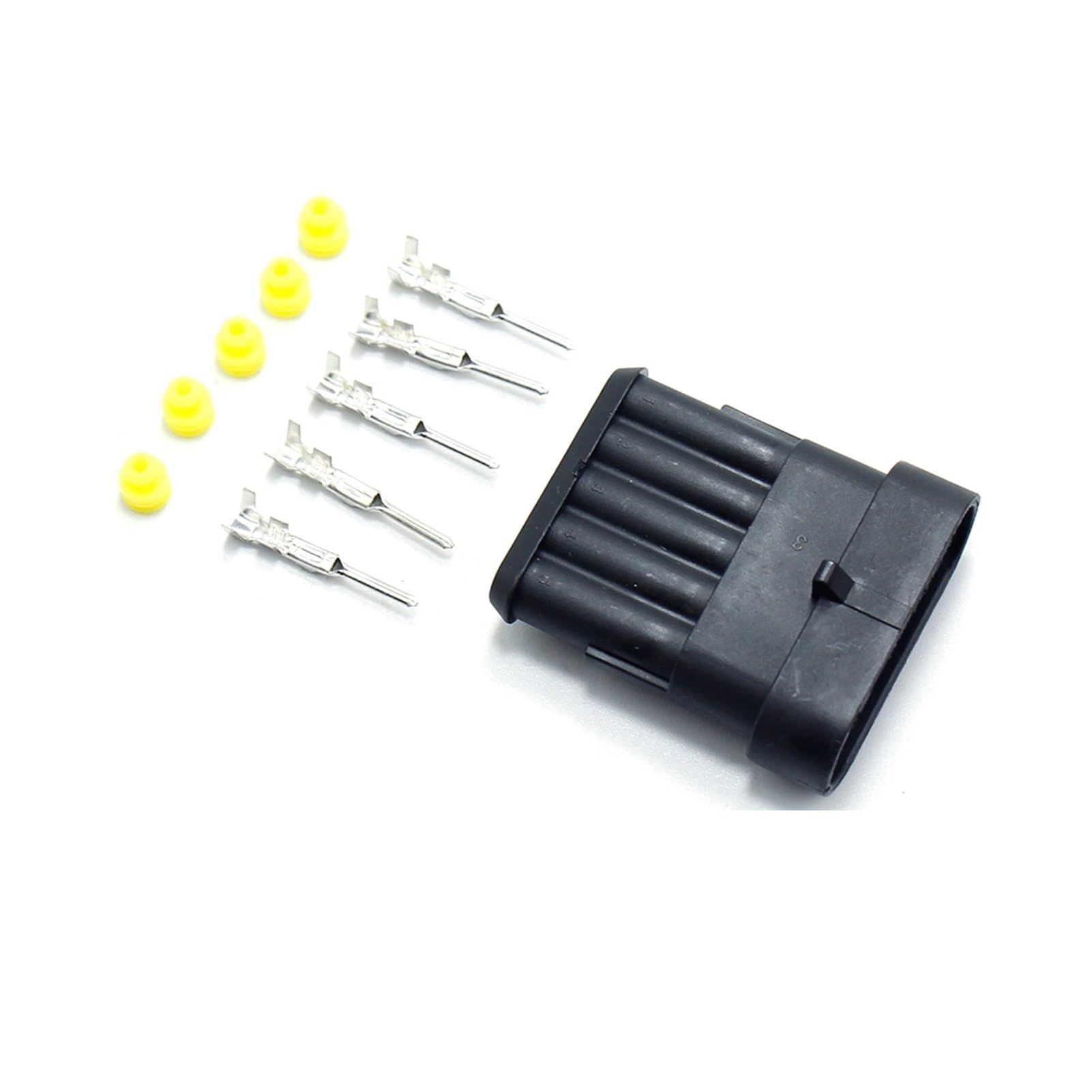 5-Pin-Xenon-Lampe Versiegelte Stecker wasserdichte elektrische Draht-Anschlüsse Compatible with Motorrad-Auto-Boot Crimpterminals Männliches weibliches Kit(W 5Pin 3sets Male) von QSBVSO