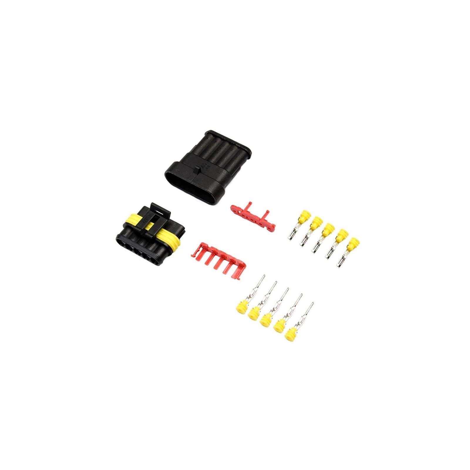 QSBVSO 2-5sets Kit 2 Pin 1/2/3/4/5/6 Pins Weg Ampere Superdichtung wasserdichter elektrischer Draht-Stecker-Stecker Compatible with den Wasserdichten Stecker(5p,Wire Harness_1 Set) von QSBVSO