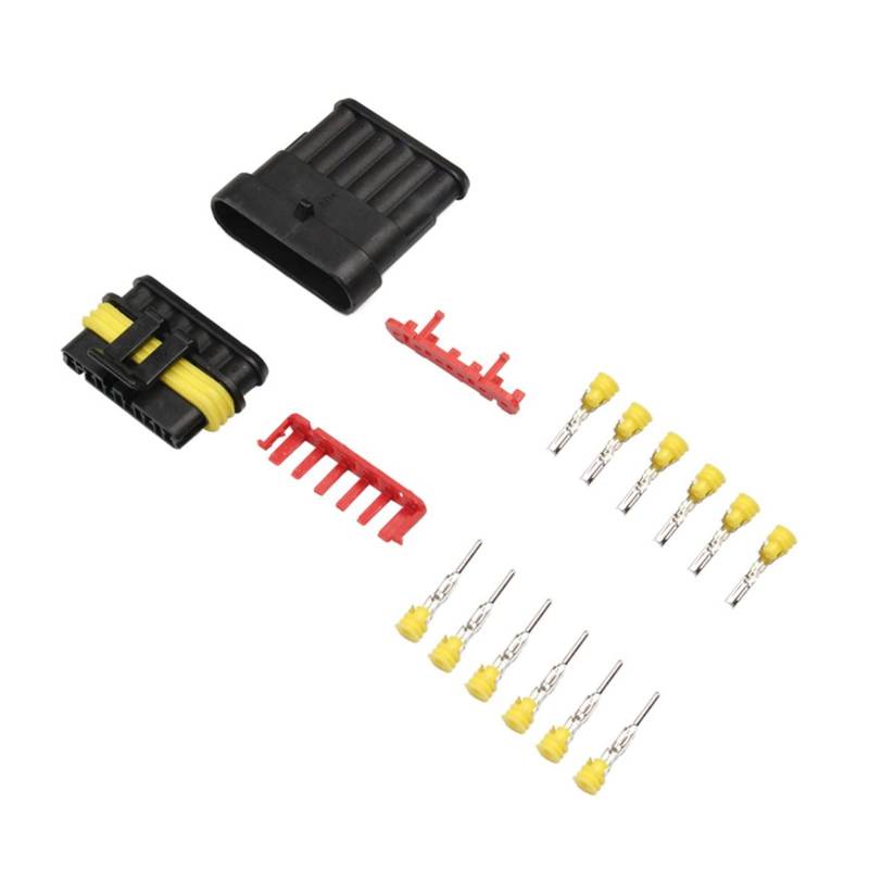 QSBVSO 2-5sets Kit 2 Pin 1/2/3/4/5/6 Pins Weg Ampere Superdichtung wasserdichter elektrischer Draht-Stecker-Stecker Compatible with den Wasserdichten Stecker(6p,Wire Harness_1 Set) von QSBVSO