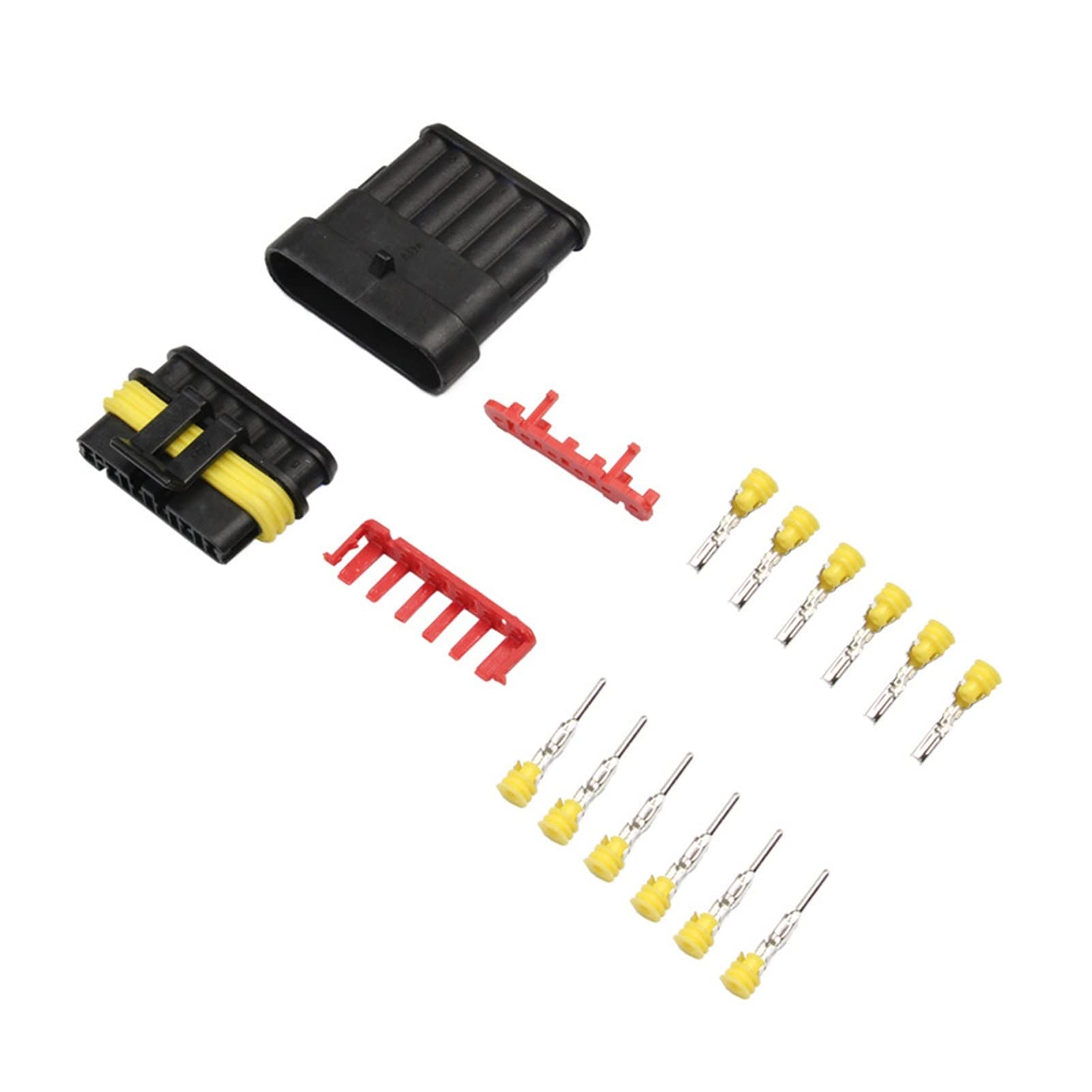 QSBVSO 2-5sets Kit 2 Pin 1/2/3/4/5/6 Pins Weg Ampere Superdichtung wasserdichter elektrischer Draht-Stecker-Stecker Compatible with den Wasserdichten Stecker(6p,Wire Harness_5 Sets) von QSBVSO