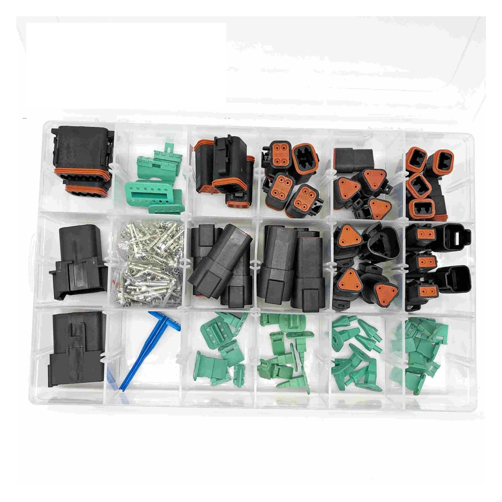 QSBVSO 225 stücke Deutsch dt Automotive Connectors Kit DT06 / DT04 2/3/4/6/8/8/12 Pin + 16-1. 8awg Crimpterminals + Entfernungstool 0411-336-1605(Svart) von QSBVSO