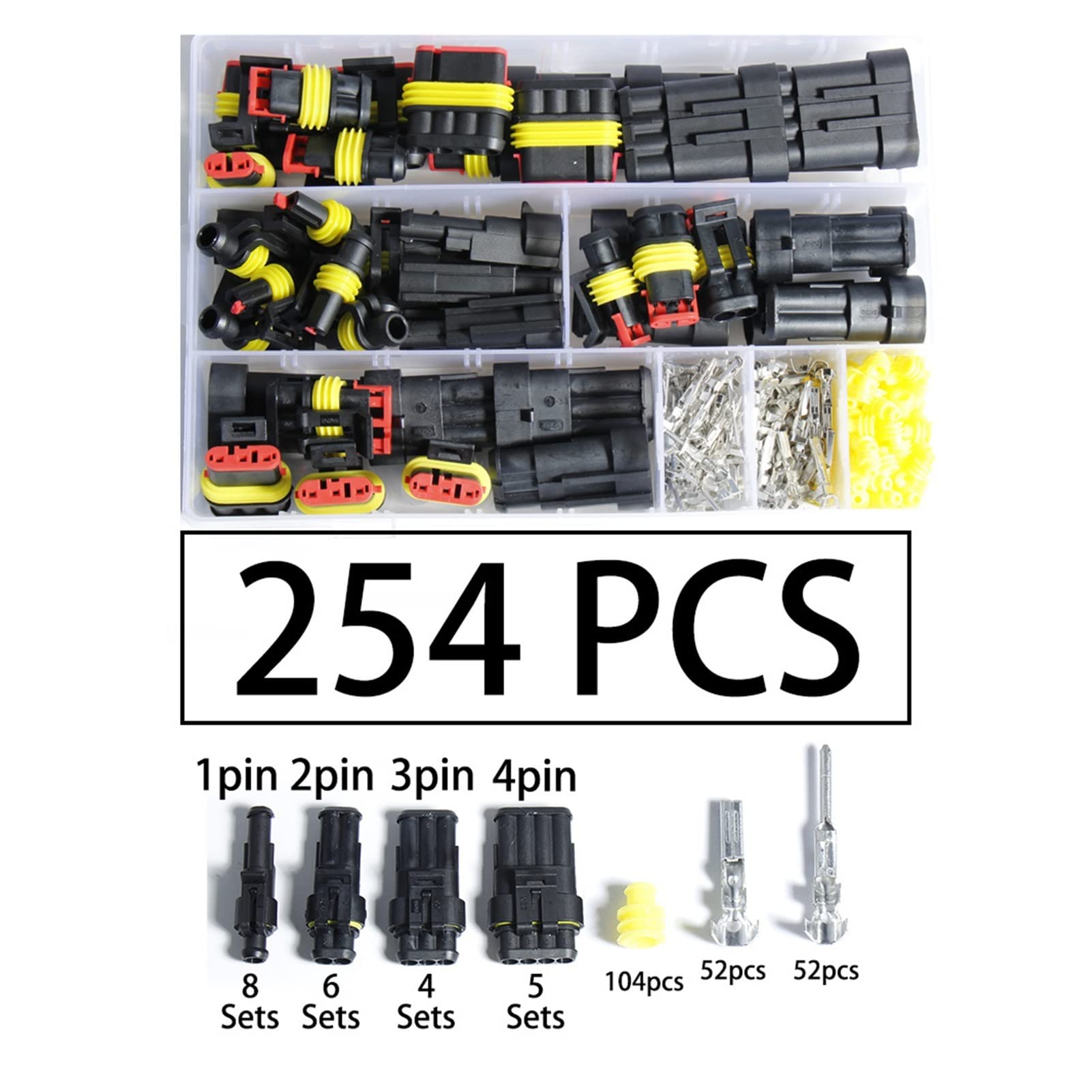 QSBVSO Schnellverbinder Verdrahtungsdichtung Elektrische Anschluss-Kabelbaum wasserdichte Draht Automotive Stecker Auto Crimpzange Handwerkzeuge Boot Auto Auto(254PCS) von QSBVSO