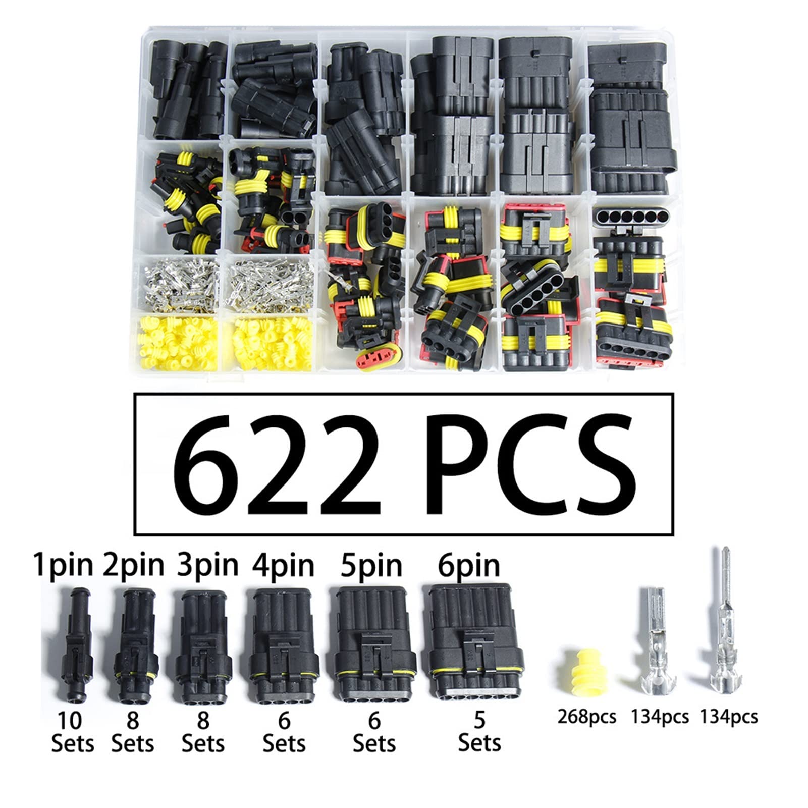 Schnellverbinder Verdrahtungsdichtung Elektrische Anschluss-Kabelbaum Wasserdichte Draht Automotive Stecker Auto Crimpzange Handwerkzeuge Boot Auto Auto(622PCS) von QSBVSO